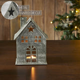 Tealight Holder Metal Village House E Antique Grey 2.75x2.75x2