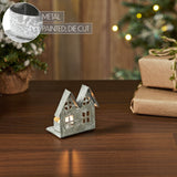 Tealight Holder Metal Village House H Antique Grey 7.25x5.5x4.75