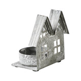 Tealight Holder Metal Village House H Antique Grey 7.25x5.5x4.75