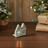 Tealight Holder Metal Village House H Antique Grey 7.25x5.5x4.75