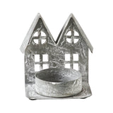Tealight Holder Metal Village House H Antique Grey 7.25x5.5x4.75