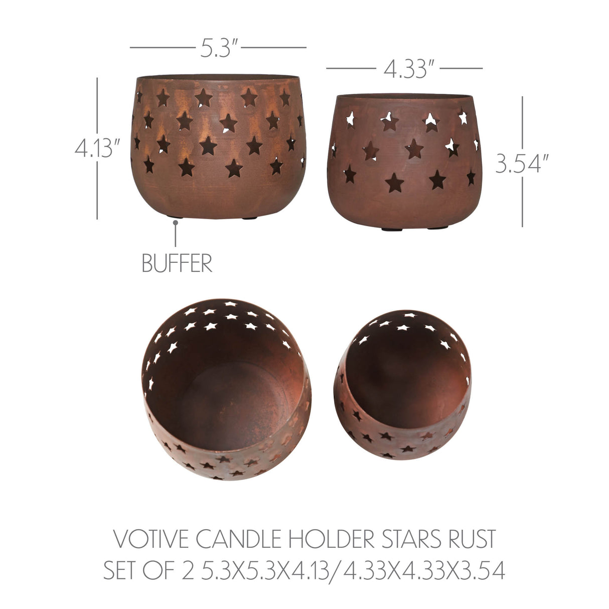 Metal Votive Candle Holder Stars Set of 2