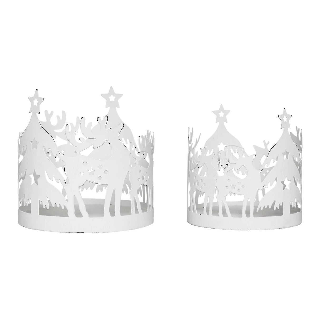 Votive Candle Holder Reindeer Antique White Set of 2