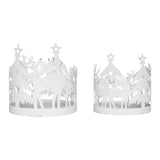 Votive Candle Holder Reindeer Antique White Set of 2