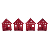 Tealight Holder House Barn Red Set of 4 4.5x3.75x2.25