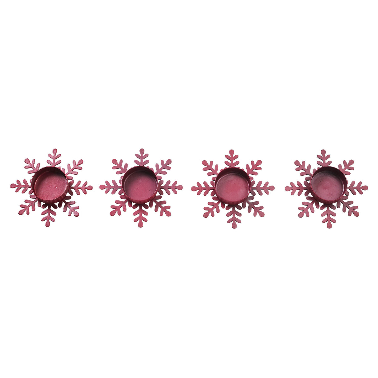 Tealight Holder Snowflake Burgundy Set of 4 0.6x4.13x4.13