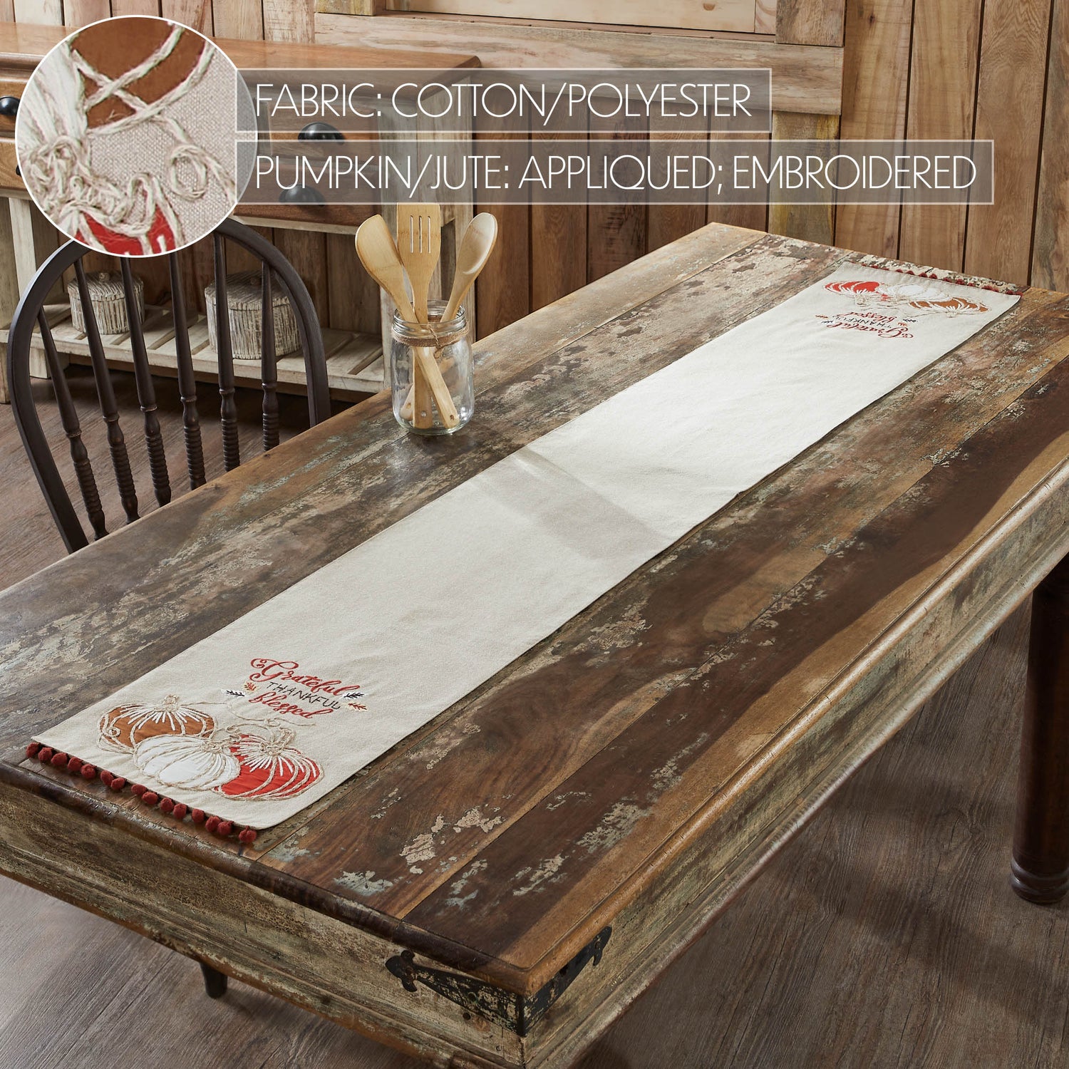 Grateful Thankful Blessed Pumpkins Runner