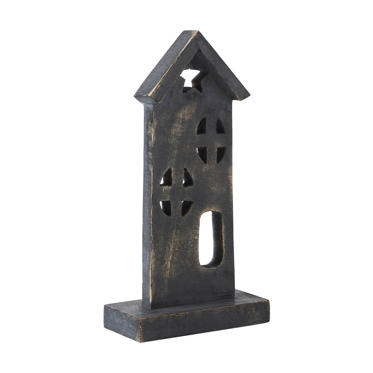 Wooden Saltbox House w/ Star Dark Brown 8x4x2