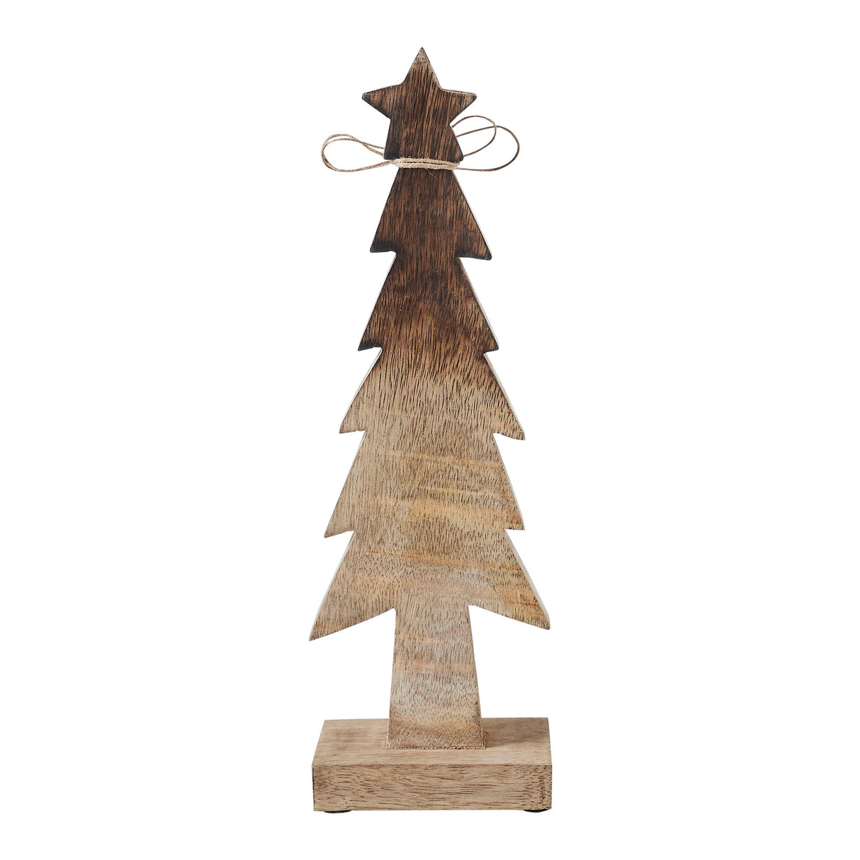 Christmas Tree Wooden Two Toned Brown Natural Figurine 11.75x3.75x2.75