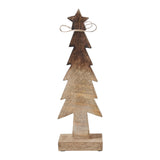 Christmas Tree Wooden Two Toned Brown Natural Figurine 11.75x3.75x2.75