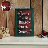 Jesus Is The Reason Plaid Framed Wall Hanging Sign 12x8