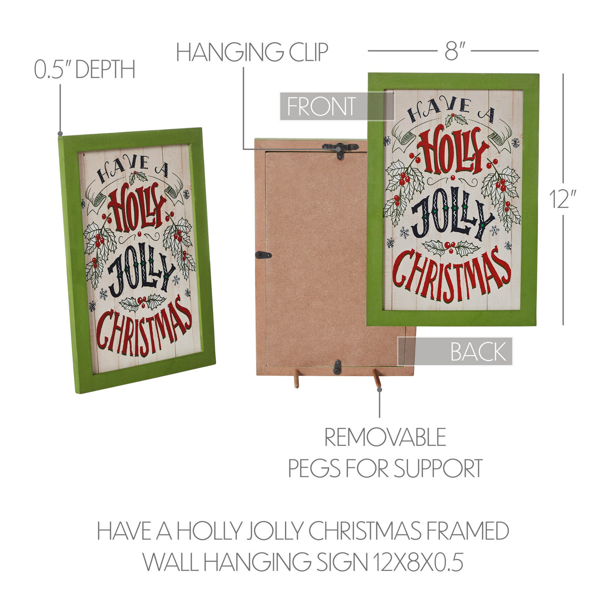 Have A Holly Jolly Christmas Framed Wall Hanging Sign 12x8