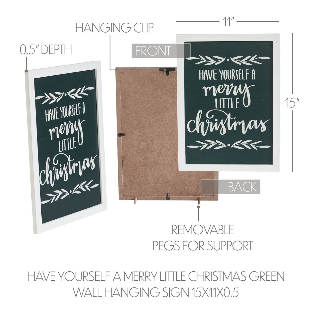 Have Yourself A Merry Little Christmas Green Wall Hanging Sign 15x11