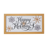 Happy Holidays Snowflakes Framed Wall Hanging Sign 8x16