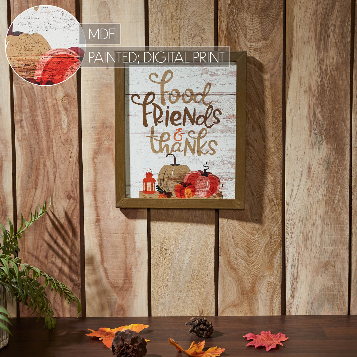 Food Friends & Thanks Wall Sign 12x10
