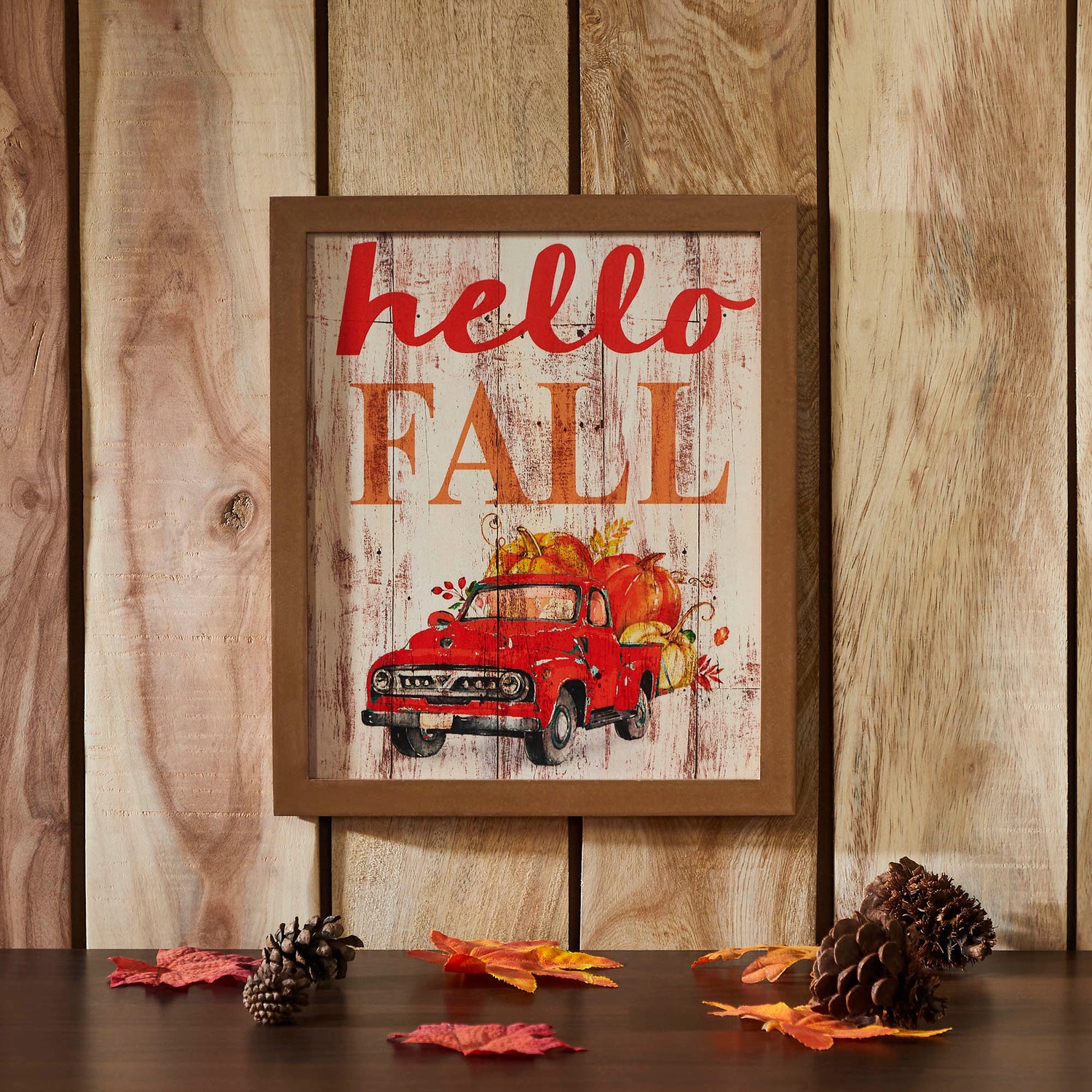 Shiplap Hello Fall Red Truck Wall Sign 13x11 – VHC Brands Home Decor