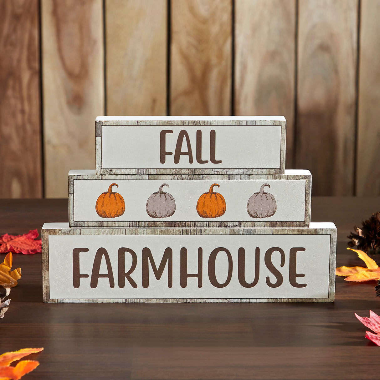 Fall Farmhouse Pumpkins Block Sign Set of 3 Sizes