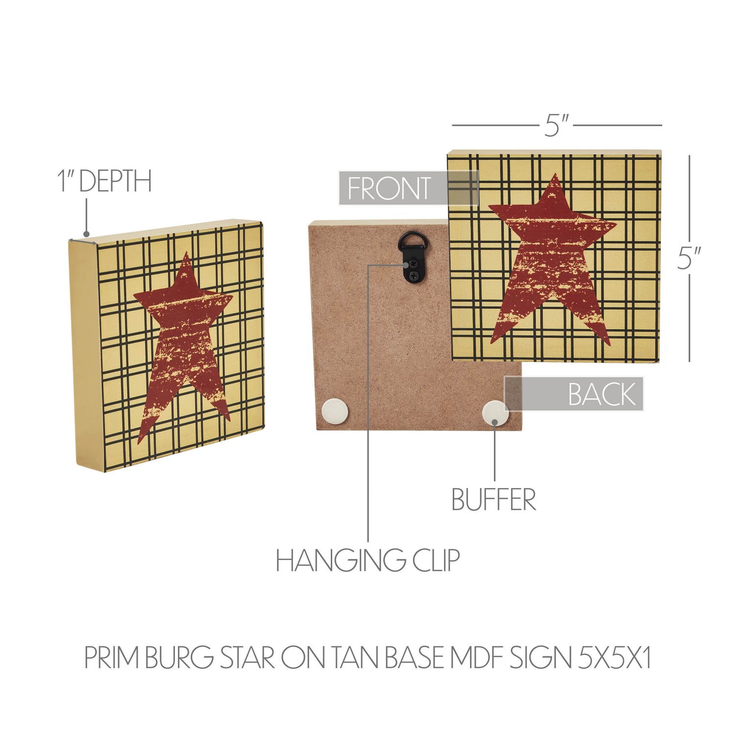 Prim Star on Tan Base MDF Sign 5x5