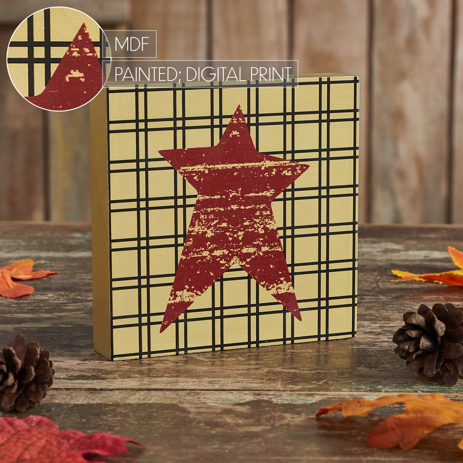 Prim Star on Tan Base MDF Sign 5x5