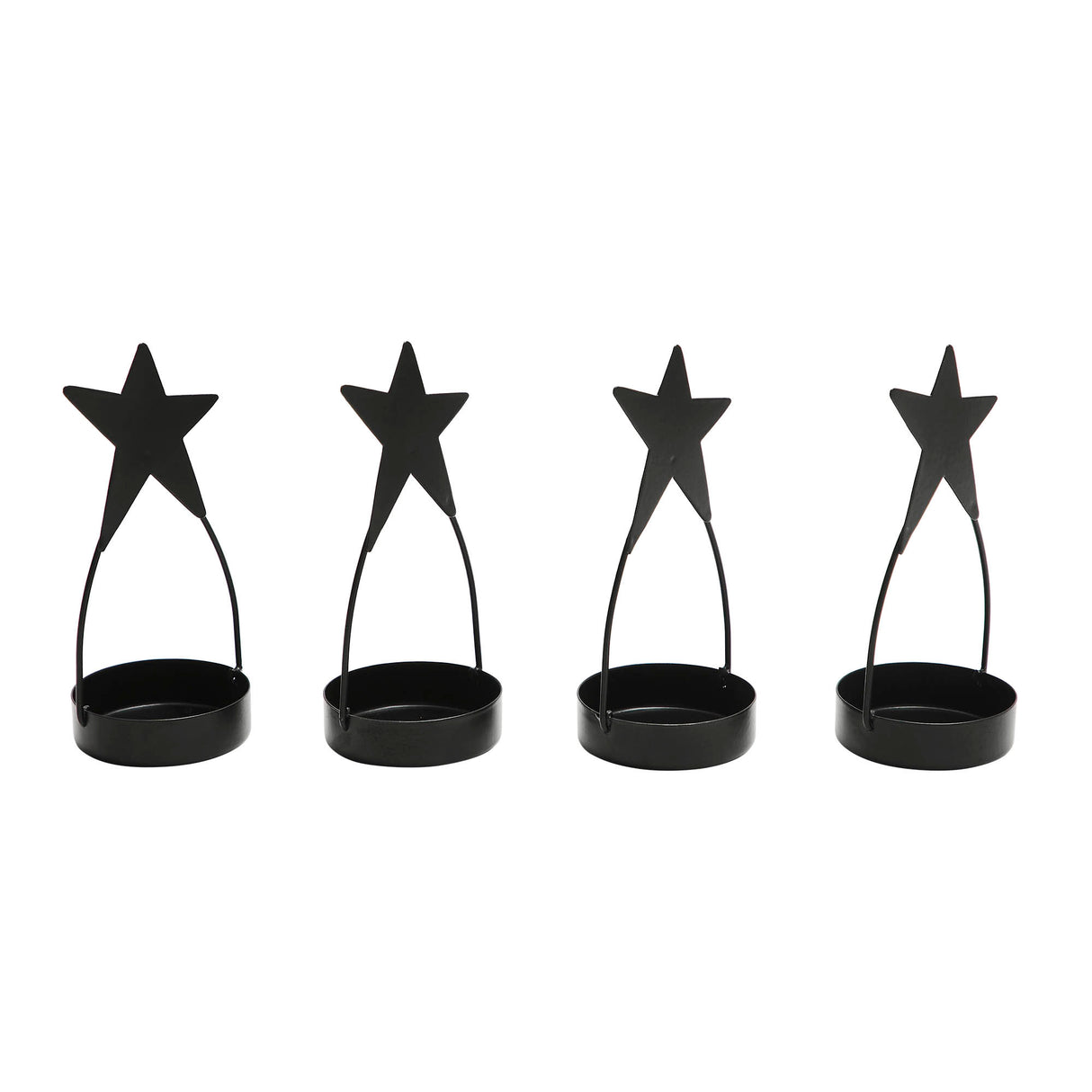 Star Tealight Holder Black Set of 4 4x1.75x1.75