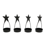 Star Tealight Holder Black Set of 4 4x1.75x1.75