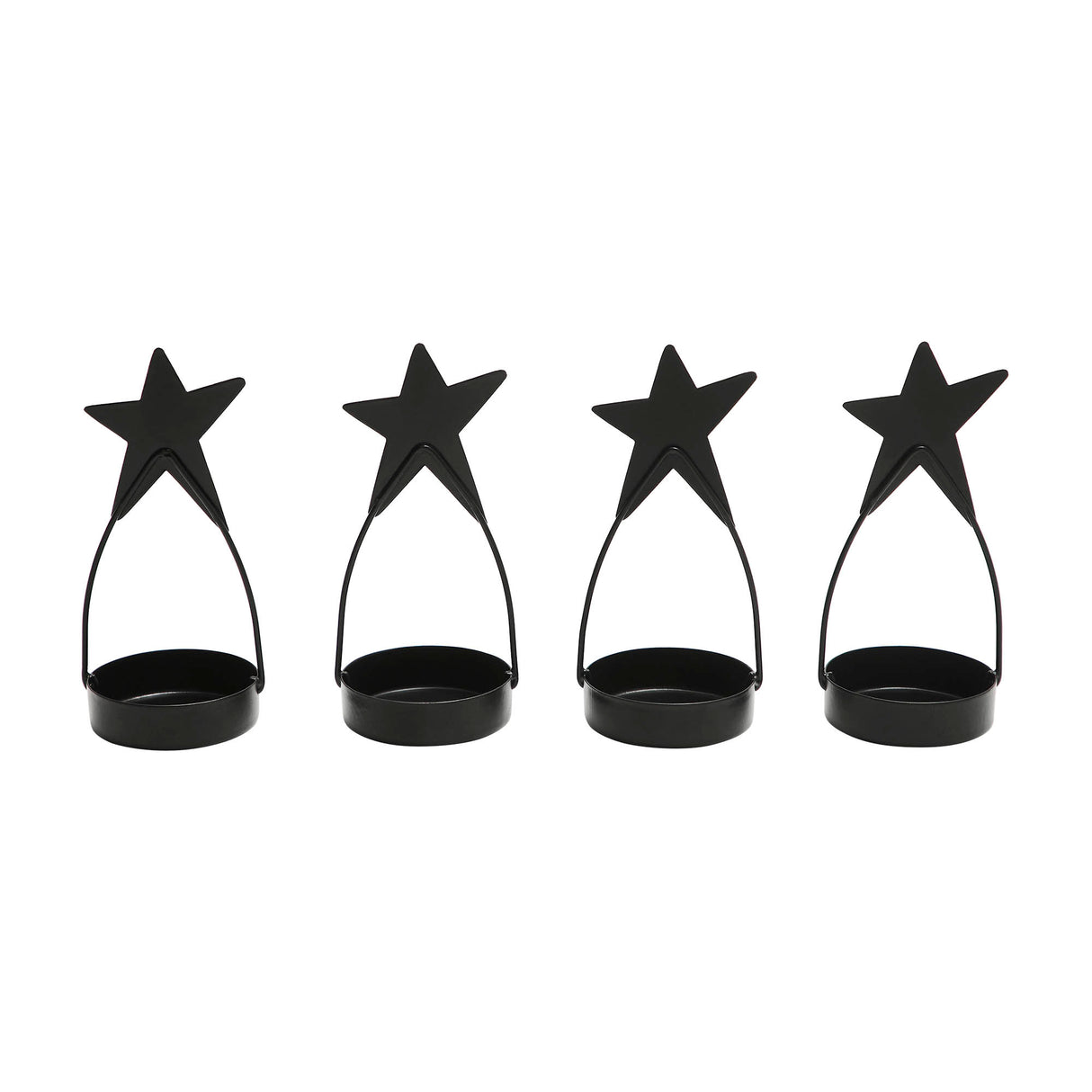 Star Tealight Holder Black Set of 4 4x1.75x1.75