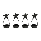 Star Tealight Holder Black Set of 4 4x1.75x1.75