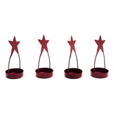 Star Tealight Holder Burgundy Set of 4 4x1.75x1.75
