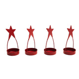 Star Tealight Holder Barn Red Set of 4 4x1.75x1.75