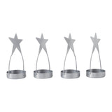 Star Tealight Holder Silver Set of 4 4x1.75x1.75