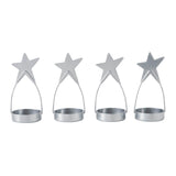 Star Tealight Holder Silver Set of 4 4x1.75x1.75