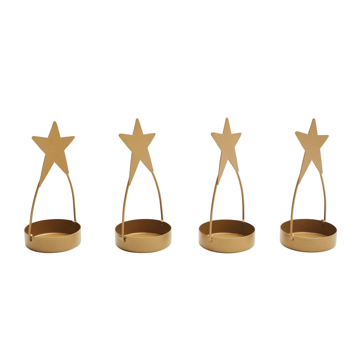 Star Tealight Holder Gold Set of 4 4x1.75x1.75