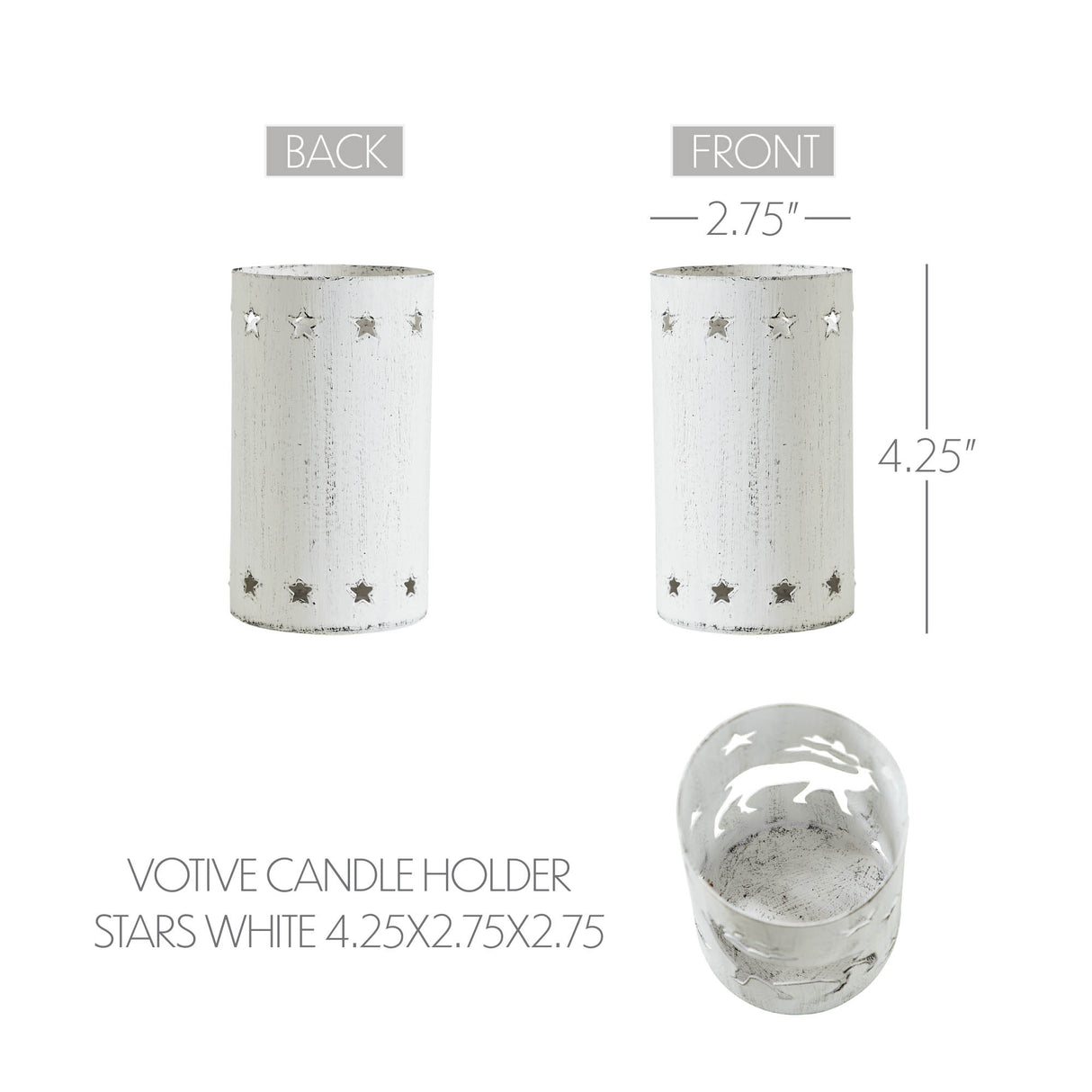 Votive Candle Holder Stars White 4.25x2.75x2.75
