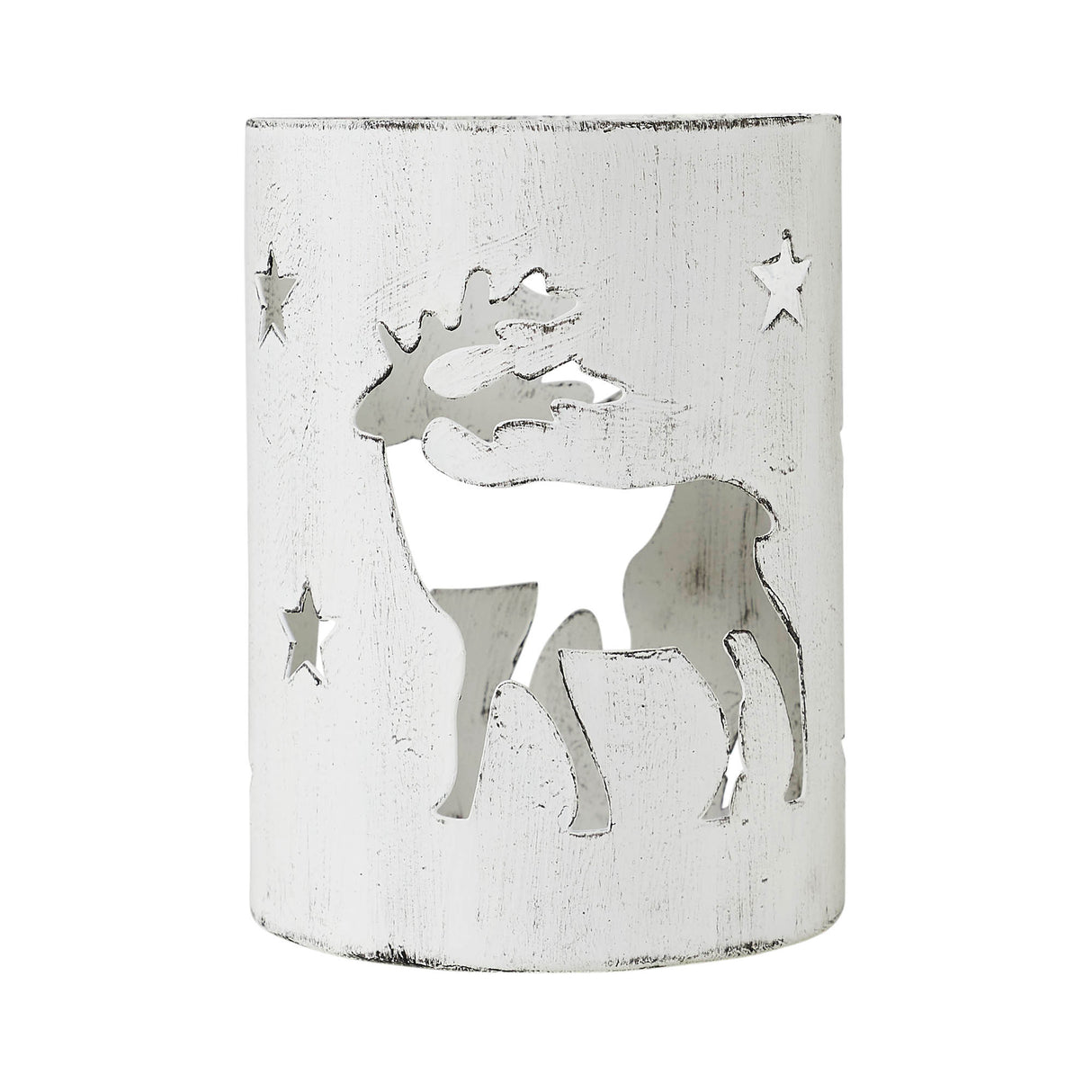 Votive Candle Holder Reindeer White 6x4.25x4.25