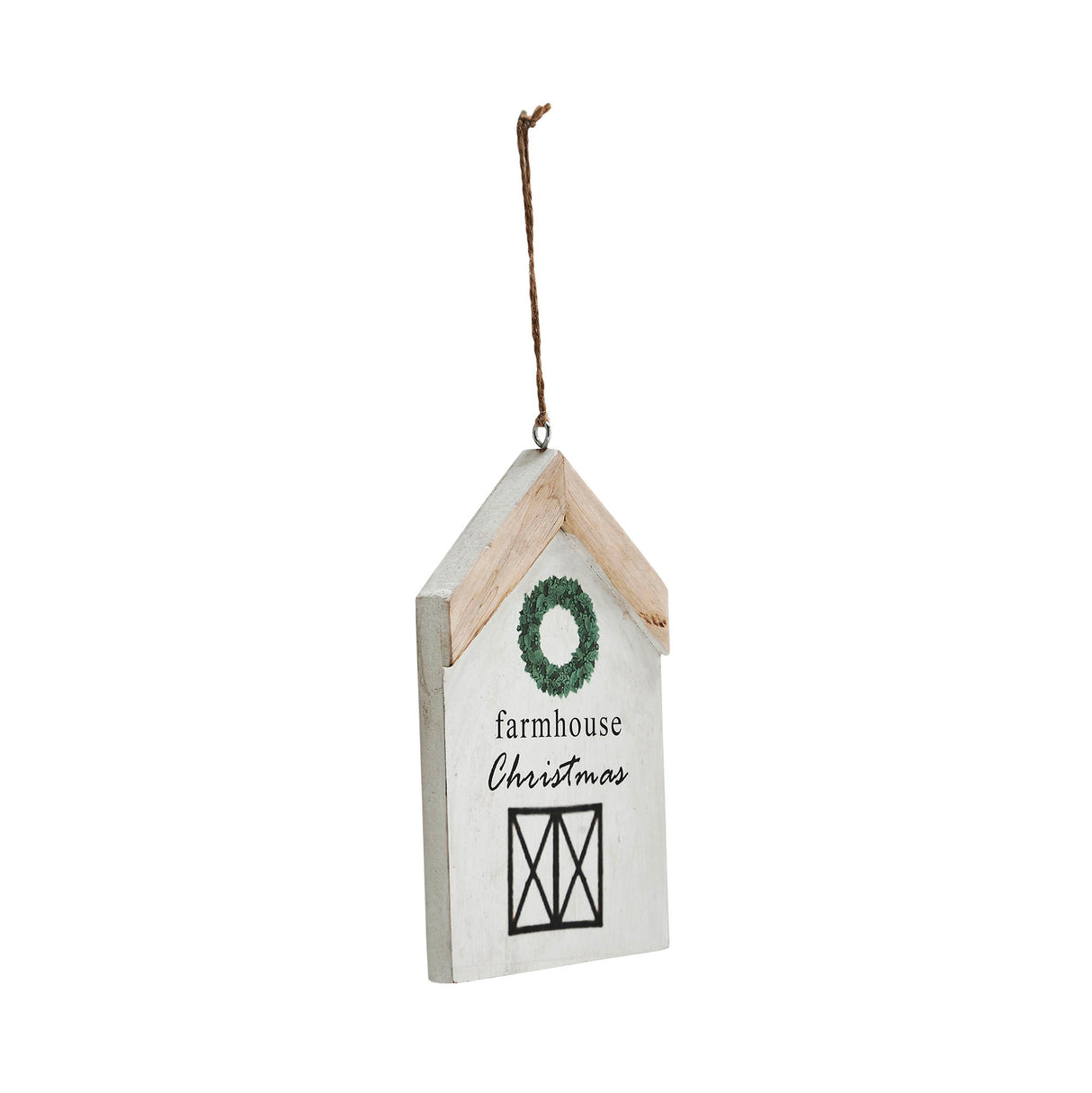 Farmhouse Christmas Wreath Hanging Ornament 7x4x0.5