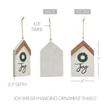 Joy Wreath Hanging Ornament 7x4x0.5