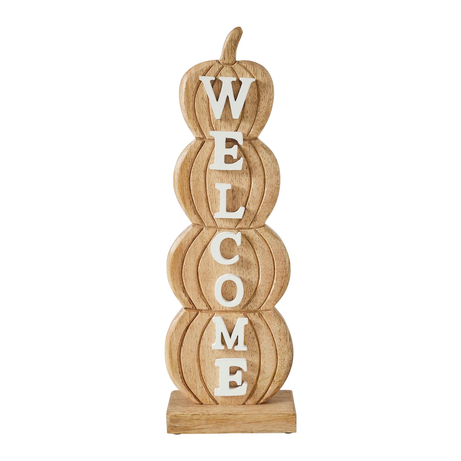 VHC Brands Pumpkin Bounty 2PC Tropical Wood Pumpkin Stack Welcome Wooden Sign ,Small and Large