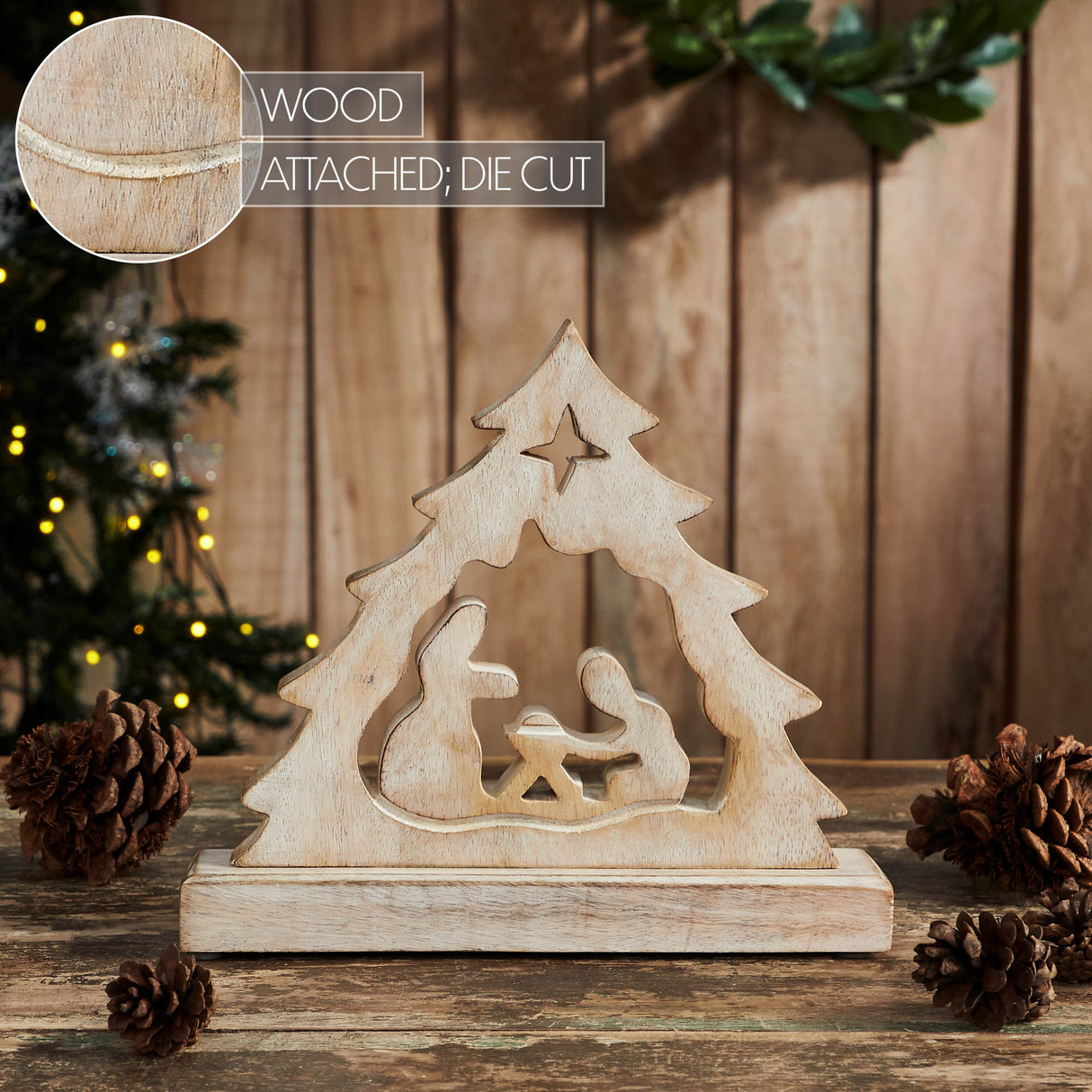 Manger Nativity Scene Wooden Figurine 8x7x2