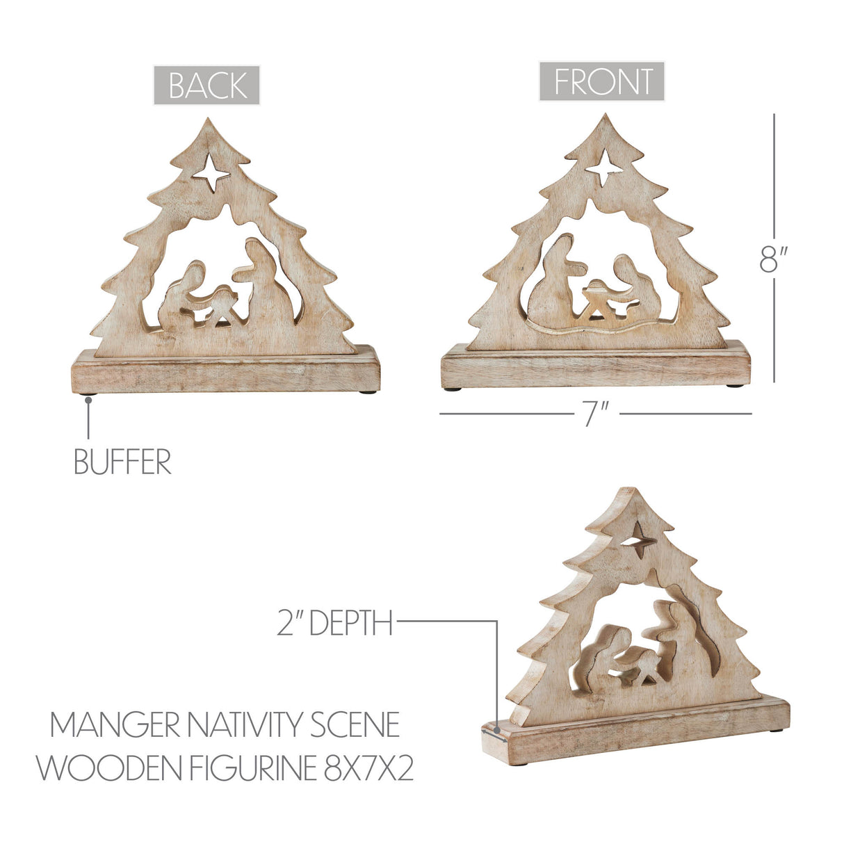 Manger Nativity Scene Wooden Figurine 8x7x2
