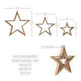Wooden Nested Stars Natural 3-in-1 13x13x1.5