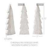 Christmas Tree Distressed White Wooden Figurine 15.75x5x1.5