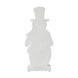Snowman With Welcome Sign Carved Wooden Figurine 16x7x2.25