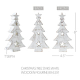 Christmas Tree w/ Stars White Wooden Figurine 8x4.5x1