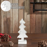 Christmas Evergreens White Wooden Figurine 8.75x3.5x2