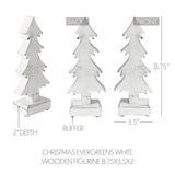 Christmas Evergreens White Wooden Figurine 8.75x3.5x2