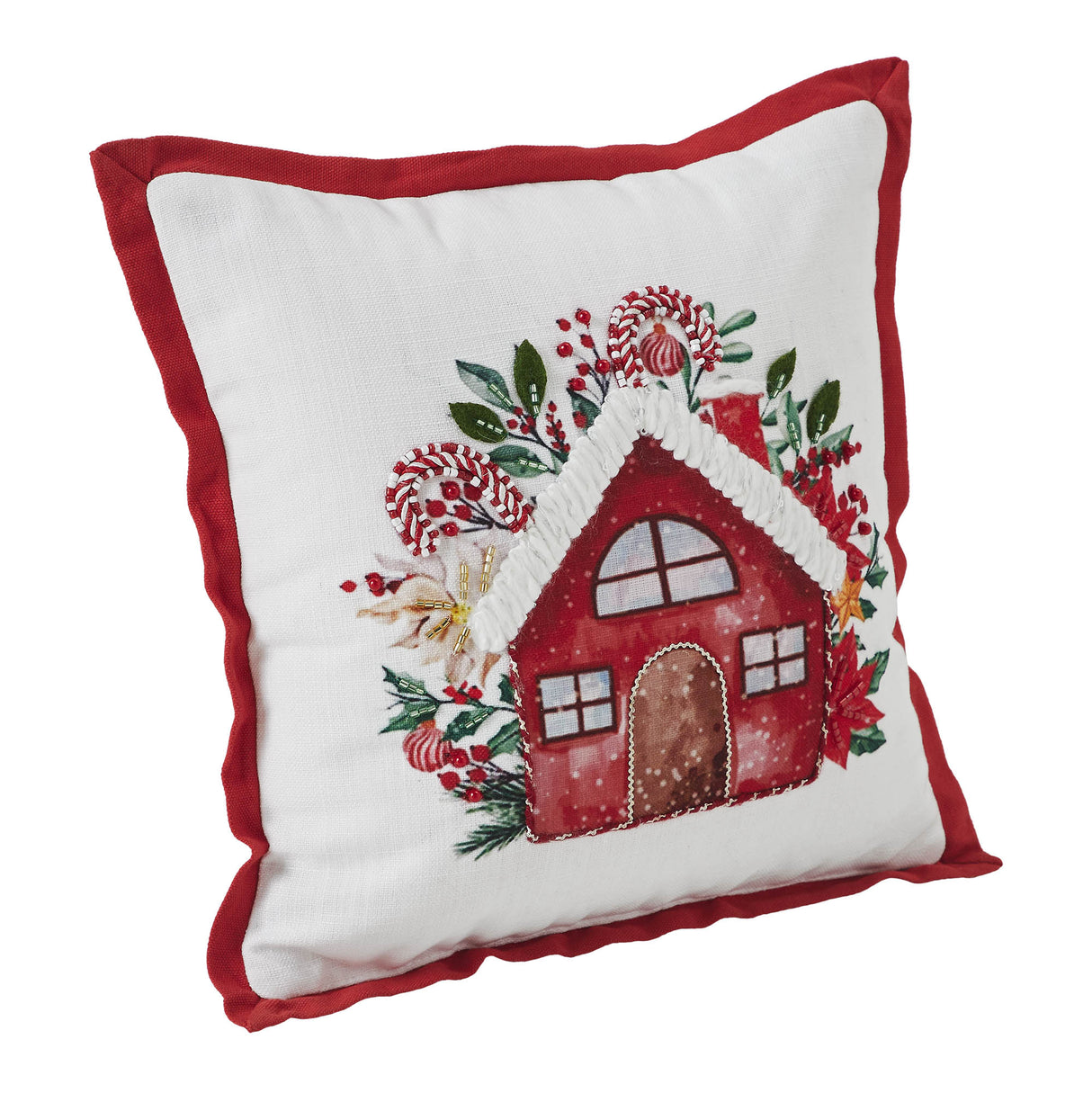 Candy Cane Cottage Pillow 12x12