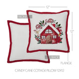 Candy Cane Cottage Pillow 12x12