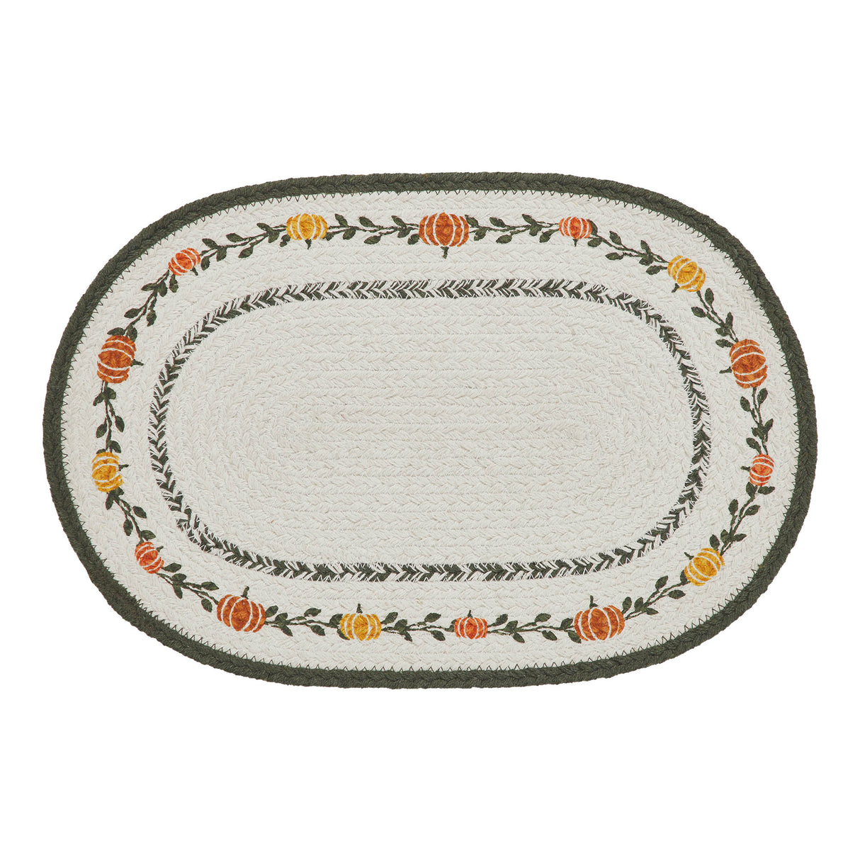 Braided Cotton Pumpkin Bounty Oval Placemat Stencil 10x15, Decorative Fall Placemat, Table Decor for Fall and Thanksgiving, 6 Pack 6 Pack