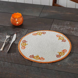 Braided Cotton Country Halloween Stencil Placemat 14 inch Diameter, Decorative Fall Placemat, Table Decor for Fall and Halloween, 4 Pack 4 Pack