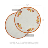 Braided Cotton Country Halloween Stencil Placemat 14 inch Diameter, Decorative Fall Placemat, Table Decor for Fall and Halloween, 12 Pack 12 Pack